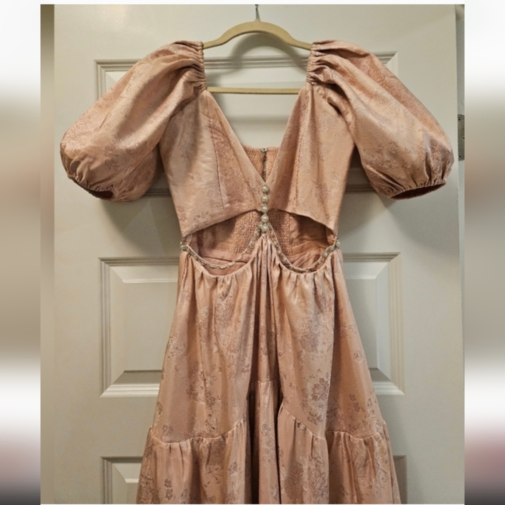 V. Chapman Pink High-Low Gown Plunge Neckline - Picture 5 of 11